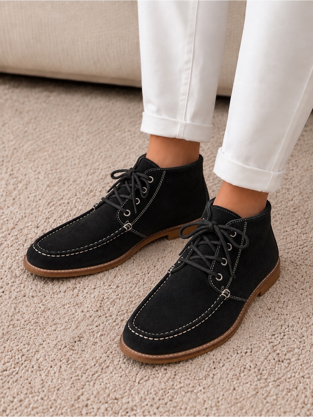 UGG Via Lungarno Lined Chukka Suede Boot Black Men's US 10 Lace Up